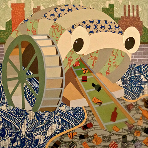 Minas Konsolas painting: Mr. Trash Wheel